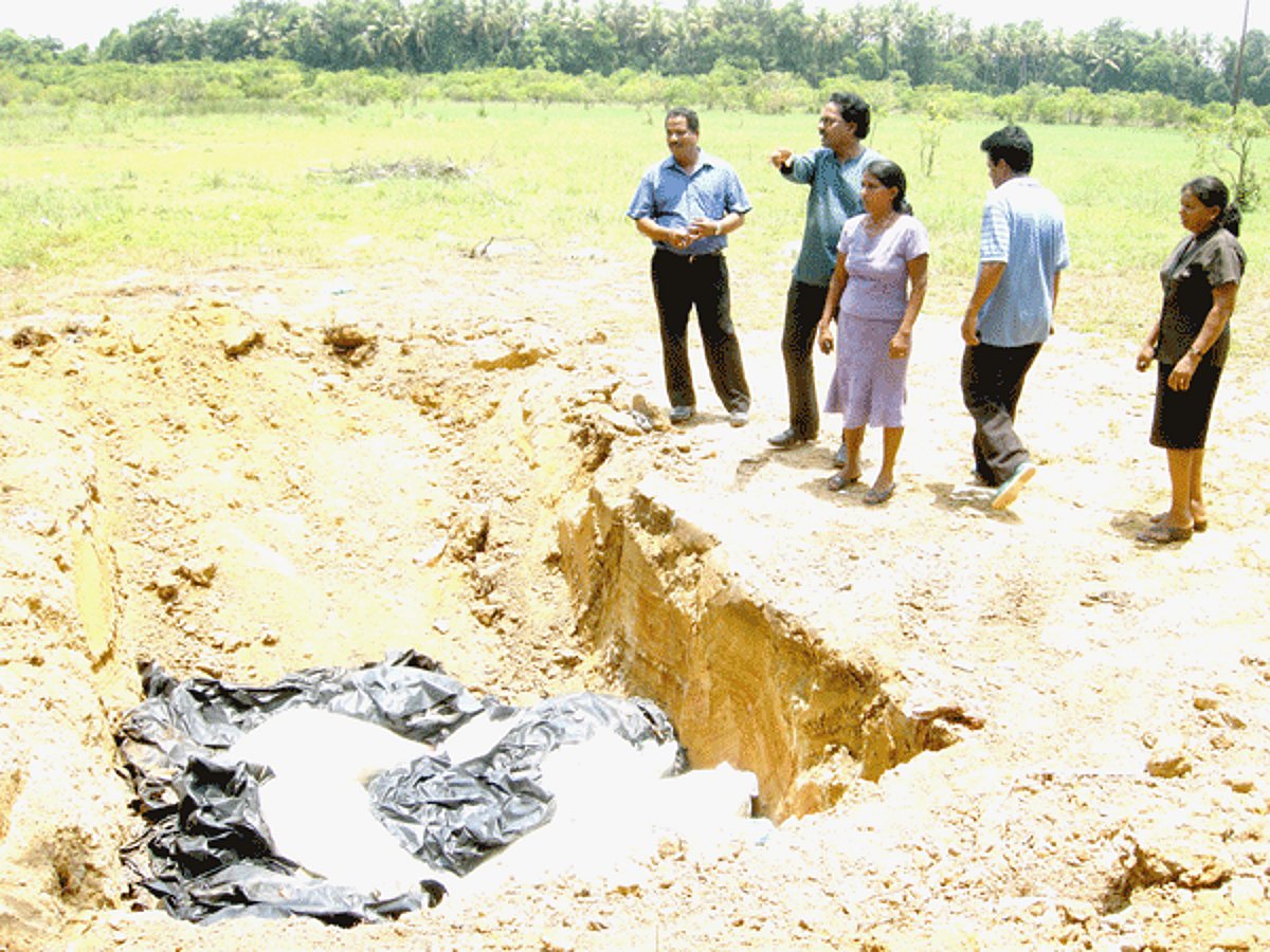 The hotel waste found buried into pits dug up at Chovoth-Fatorda.