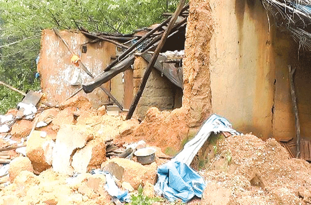 The house which collapsed at Guirdolim on Friday evening claiming the life of a lone occupant.