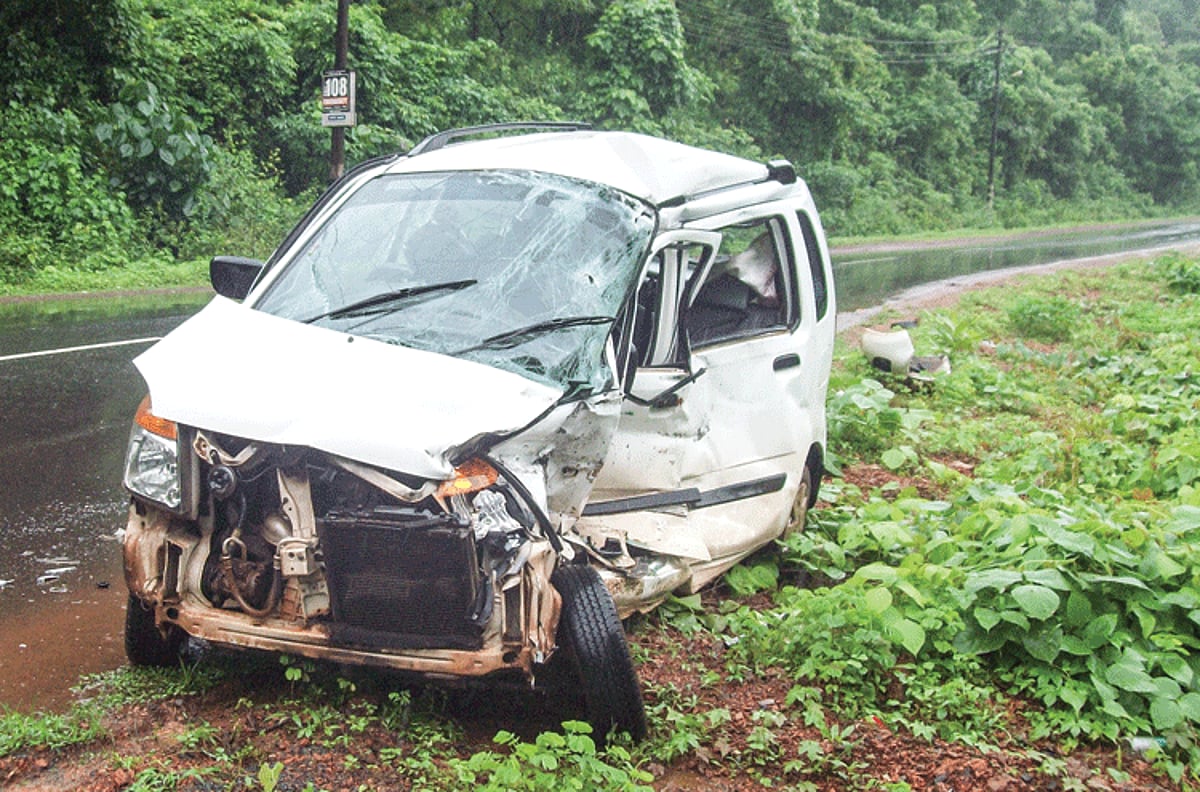 The ill-fated car involved in the accident at Konem-Ponda