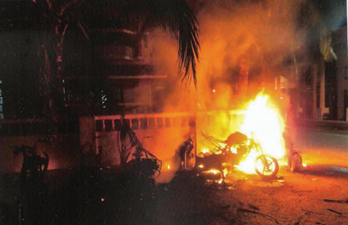 The motorcycles that were destroyed in a fire at Calangute.