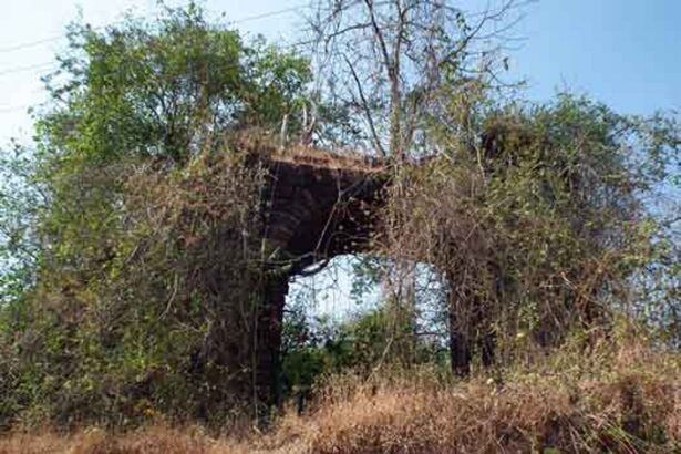 The old gate of the walled city of Goa still standing.