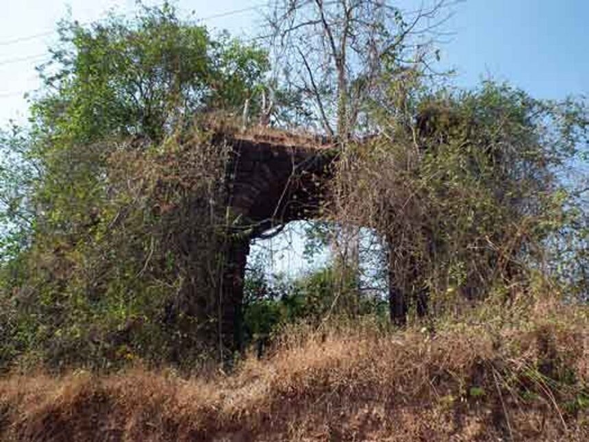 The old gate of the walled city of Goa still standing.