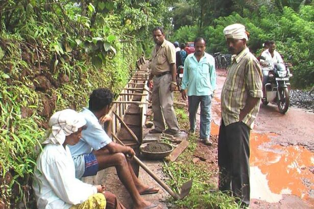 The ongoing work at the water drain in Chinchant-Malkarnem.                              Photo by Alfred Fernandes