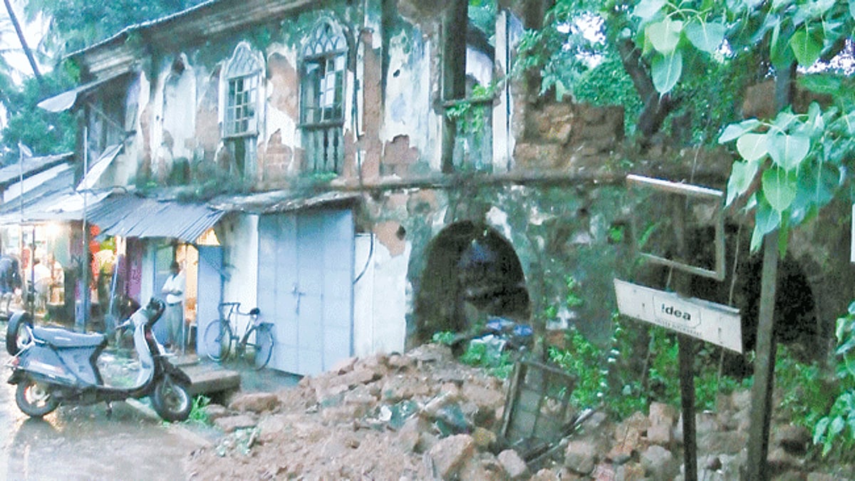 The portion of the building which collapsed at the Old Market in Margao on Saturday.