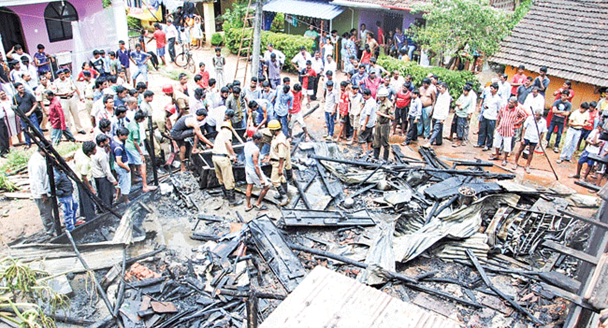 The remains of the house, which was destroyed in a major fire at Per-Seraulim on Sunday morning.
