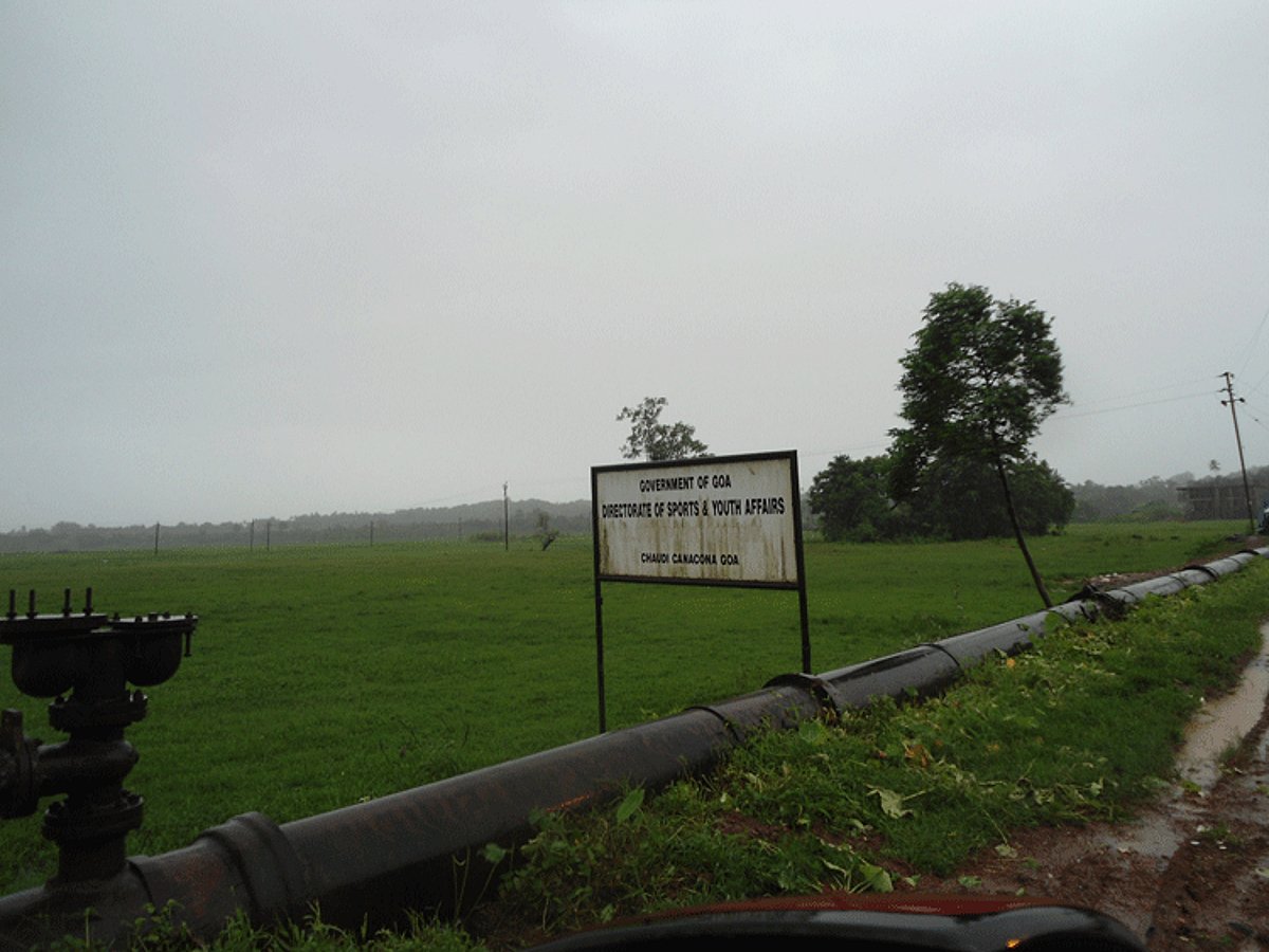 The site for the proposed Ravindra Bhavan opposite the KTC bus stand, Chaudi, still carries the board of the Directorate of Sports & Youth Affairs