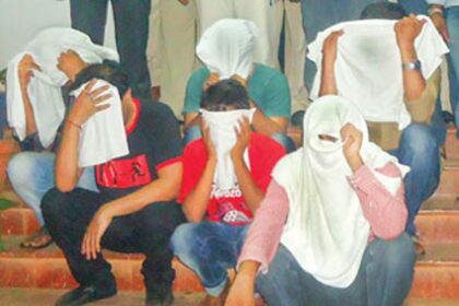 The six bookies arrested by police at Candolim.