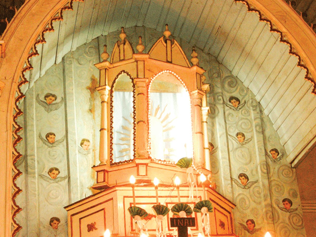 The statue of Patron Saint, St Joseph missing from the Altar.