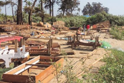 The structures that were demolished along the  Arambol-Mandrem coastal belt.