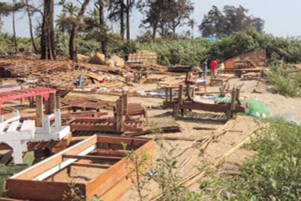 The structures that were demolished along the  Arambol-Mandrem coastal belt.