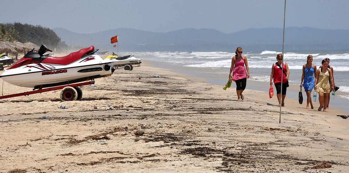 The tar balls at the Benaulim beach.