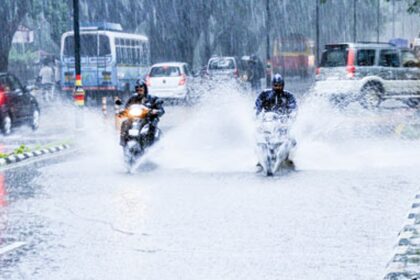 The water-logged D B Marg in Panjim.