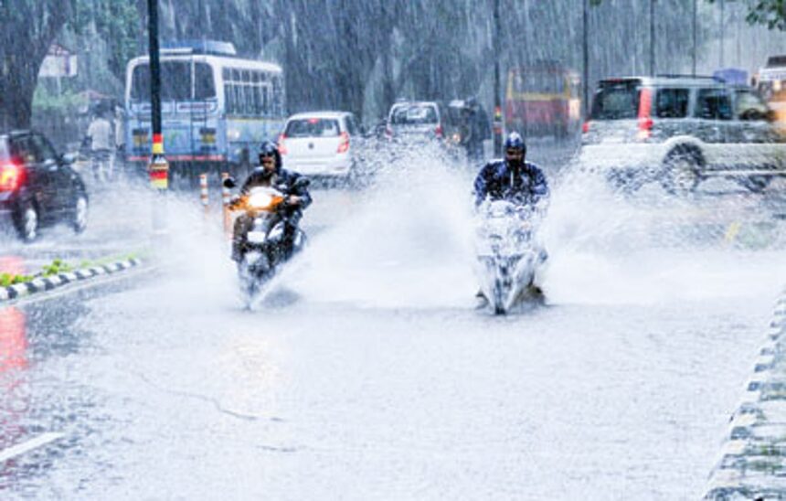 The water-logged D B Marg in Panjim.