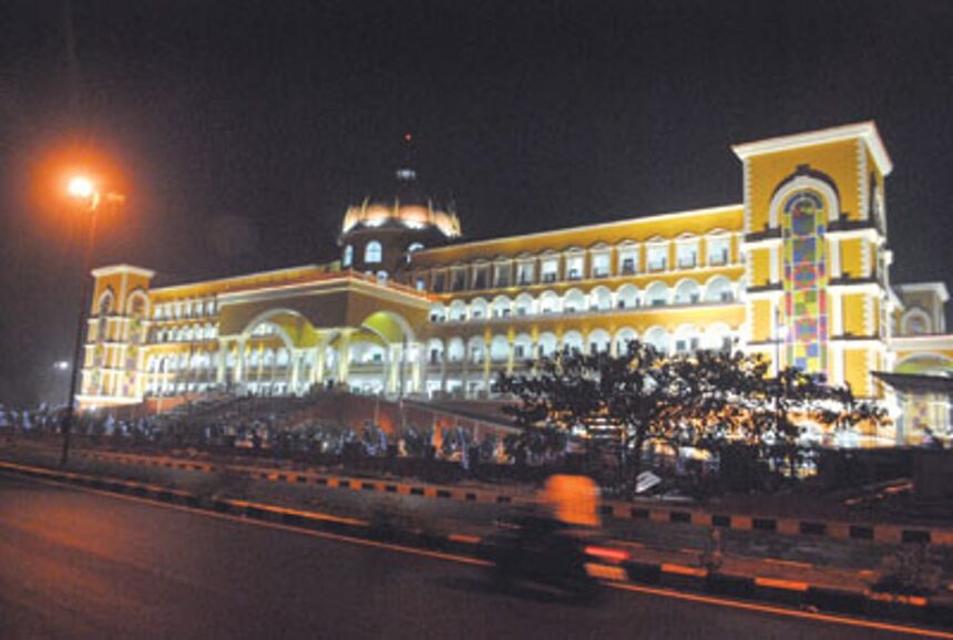 The well-illuminated new Collectorate building all  set for its inauguration.