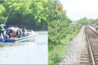 They wade across a river to reach school