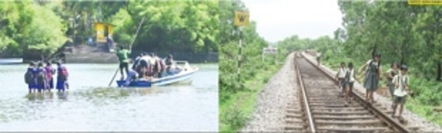 They wade across a river to reach school