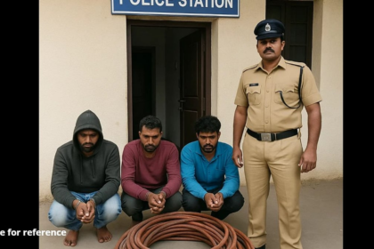 Three Caught Red-Handed Stealing Electricity Cables in Shigaon, Handed Over to Police