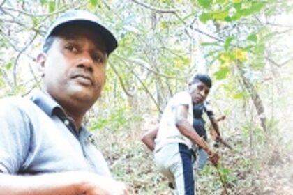 Three fires on densely wooded hill in Netravali village contained by Forest Dept personnel