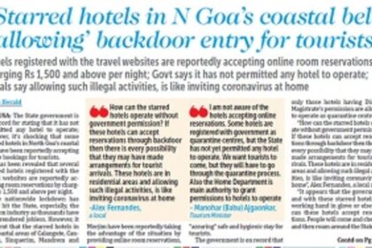 Tourism Dept admits hotels accepting online bookings