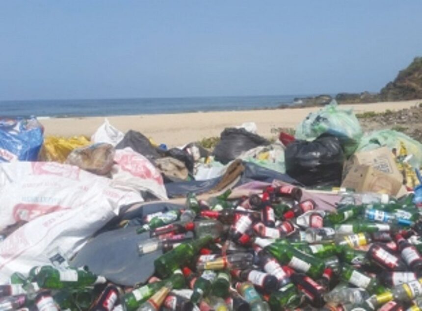 Tourists clean up  Arambol beach