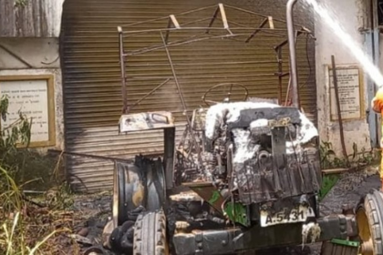 Tractor Catches Fire at Dharbandora Sugarcane Factory; Blaze Quickly Contained