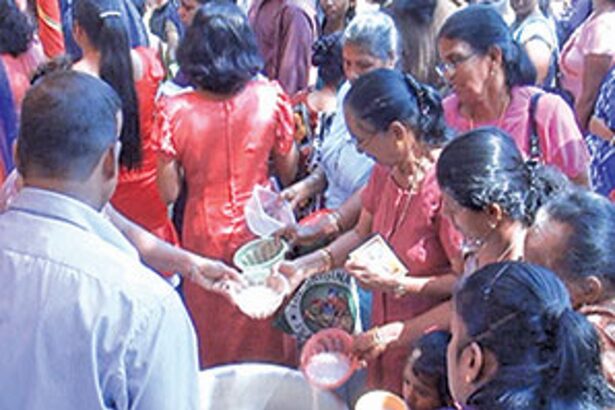 Traditional Kunji served to devotees outside the Se Cathedral at Old Goa.