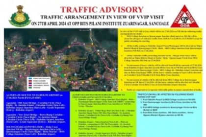 Traffic Cell of Goa Police releases Traffic Advisory for PM Narendra Modi's Visit on April 27, 2024