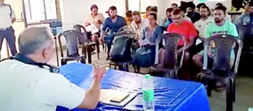 Traffic police brief rental vehicle owners about new regulations in Calangute and Anjuna