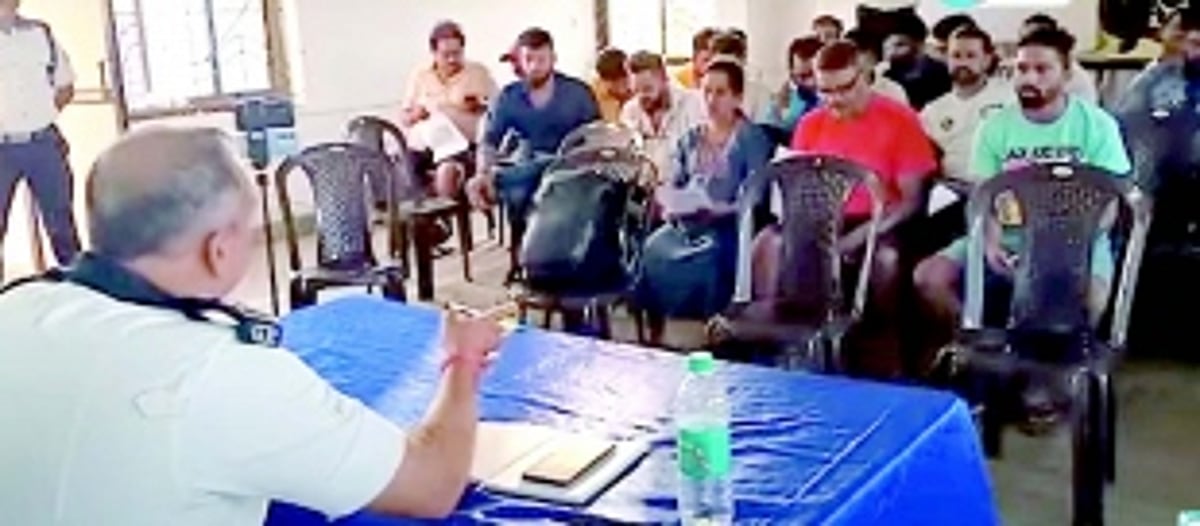 Traffic police brief rental vehicle owners about new regulations in Calangute and Anjuna