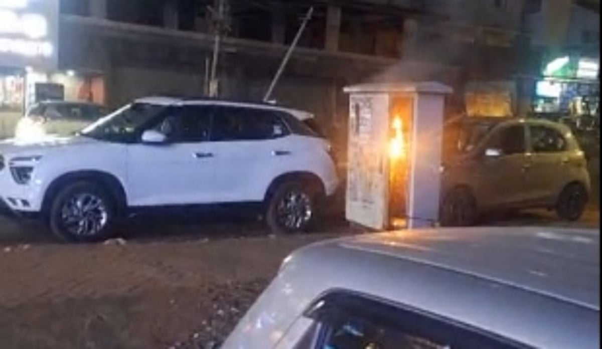 Transformer catches fire due to short circuit at Porvorim Chogm road