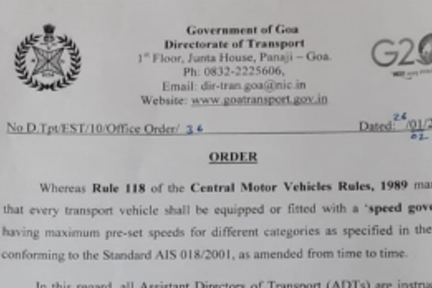 Transport Department Intensifies Crackdown on Vehicles Without Speed Governors; ADTs Directed to Provide Action Taken Report by March 11