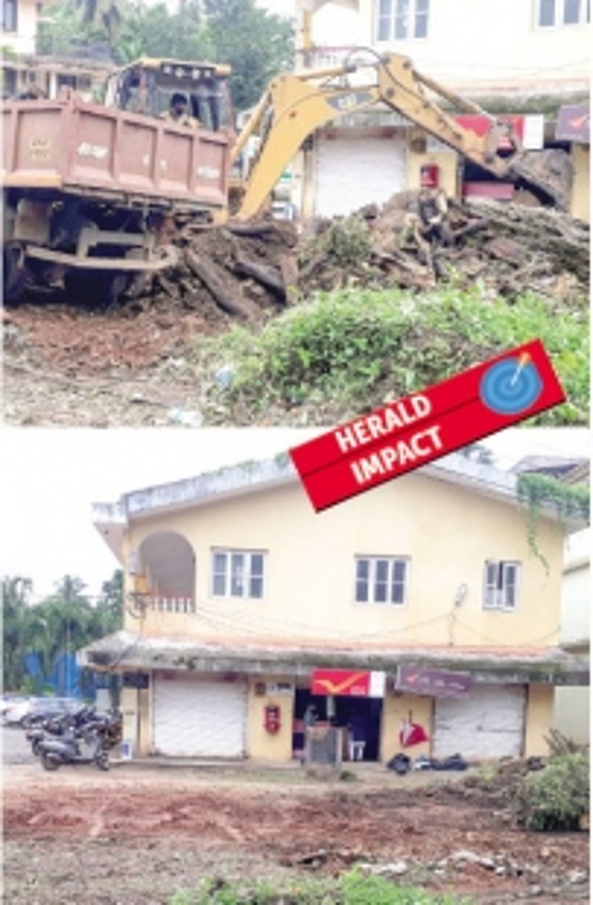 Tree trunk lying for years  in front of Benaulim  Panchayat Ghar cleared