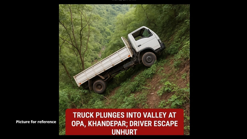 Truck Plunges Into Valley at OPA, Khandepar; Driver Escapes Unhurt