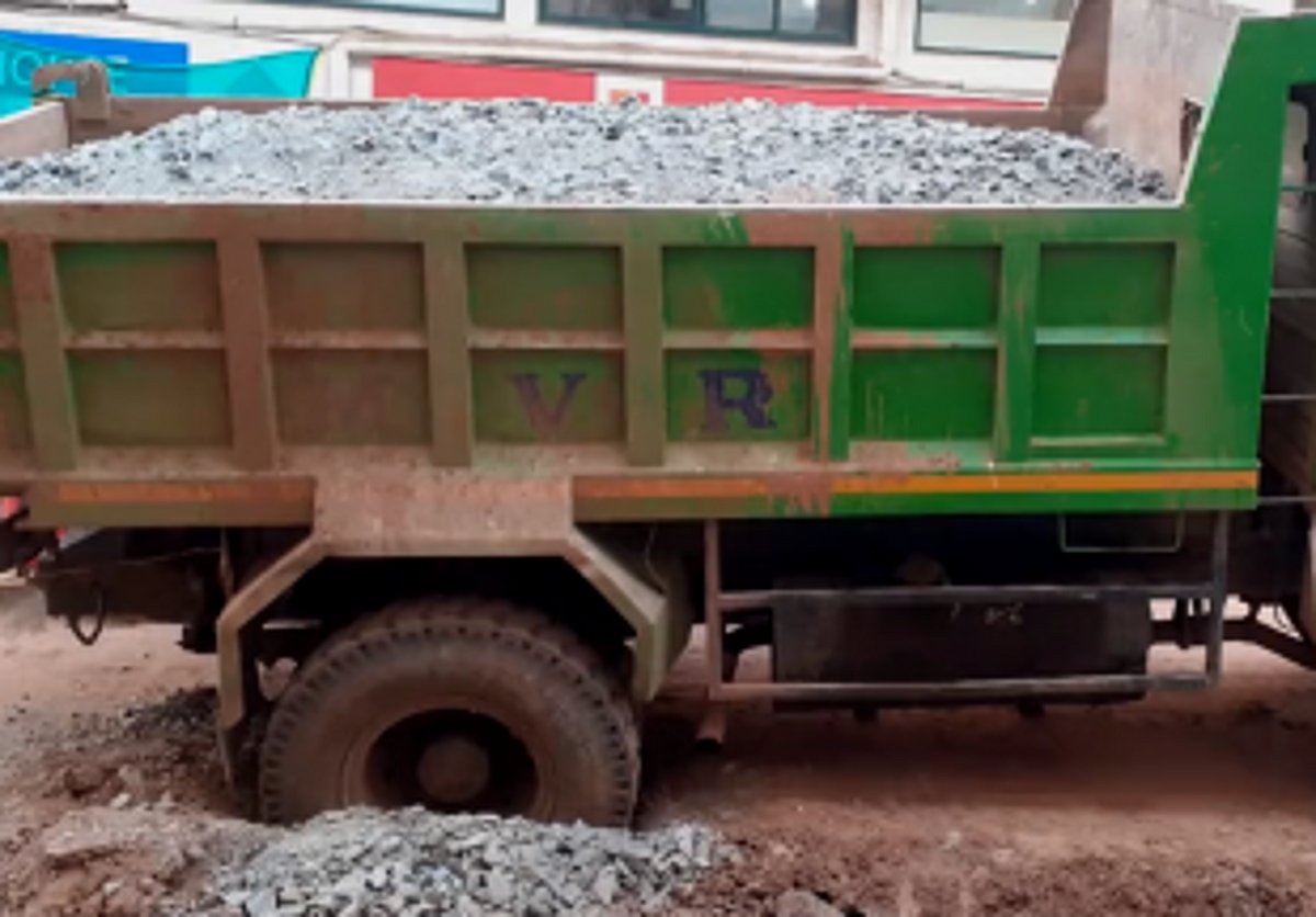 Truck caves in on  18th June Road for  the eighth time