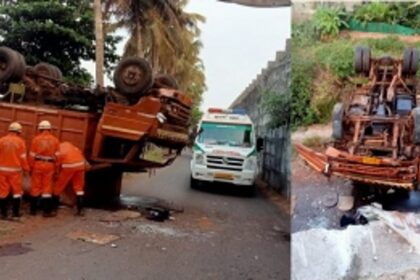 Truck veers off on flyover at Guirim Highway; claims one life