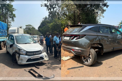 Two Severely Injured in High-Speed Multi-Vehicle Crash at Kakoda, Curchorem