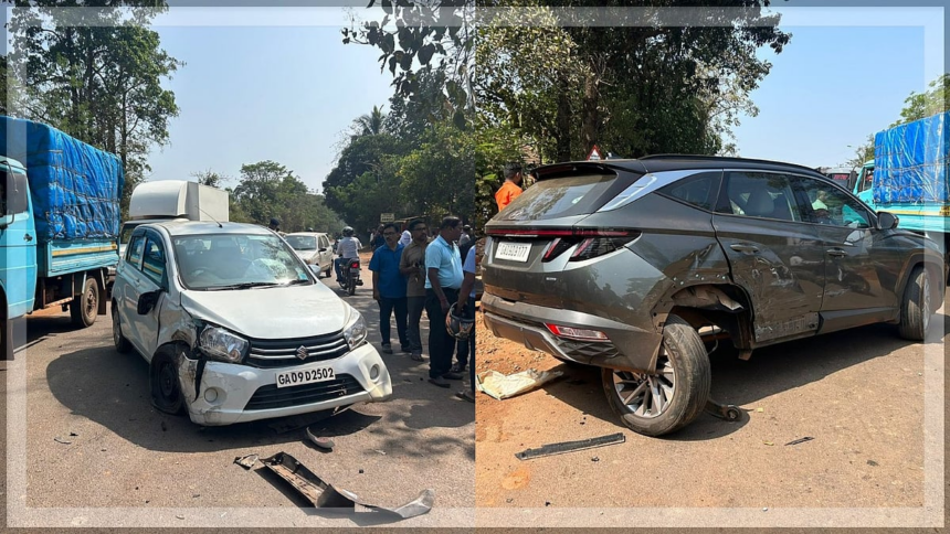 Two Severely Injured in High-Speed Multi-Vehicle Crash at Kakoda, Curchorem 1 Two Severely Injured in High-Speed Multi-Vehicle Crash at Kakoda, Curchorem