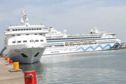 Two cruise liners berth at Vasco