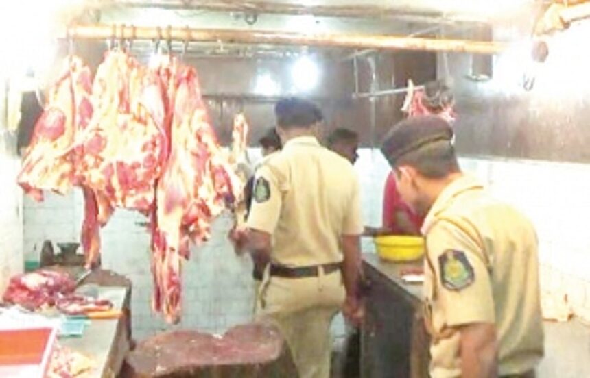 Two held for illegal slaughter of animals in Gandhi market 1 Two held for illegal slaughter of animals in Gandhi market