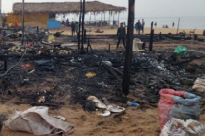 Two shacks completely gutted in a fire at Calangute beach