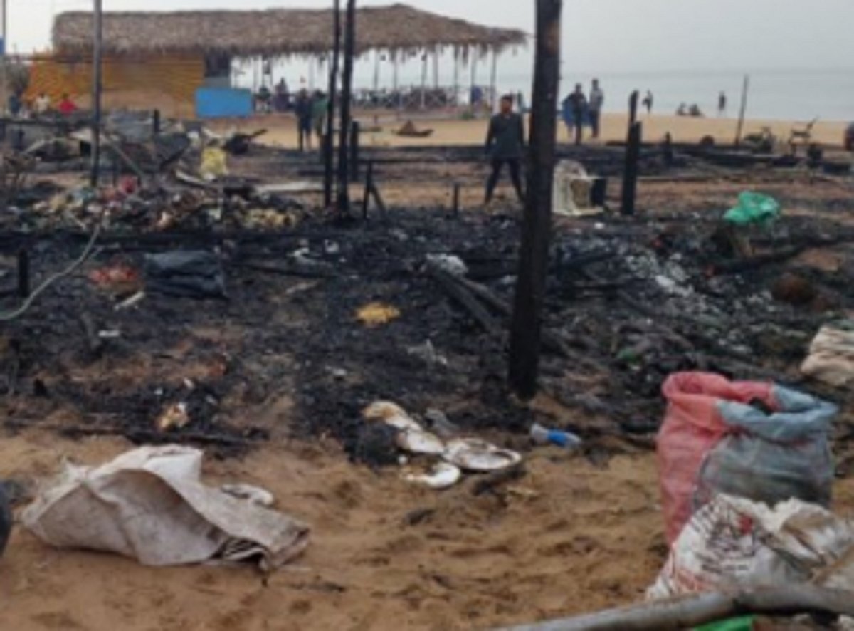 Two shacks completely gutted in a fire at Calangute beach