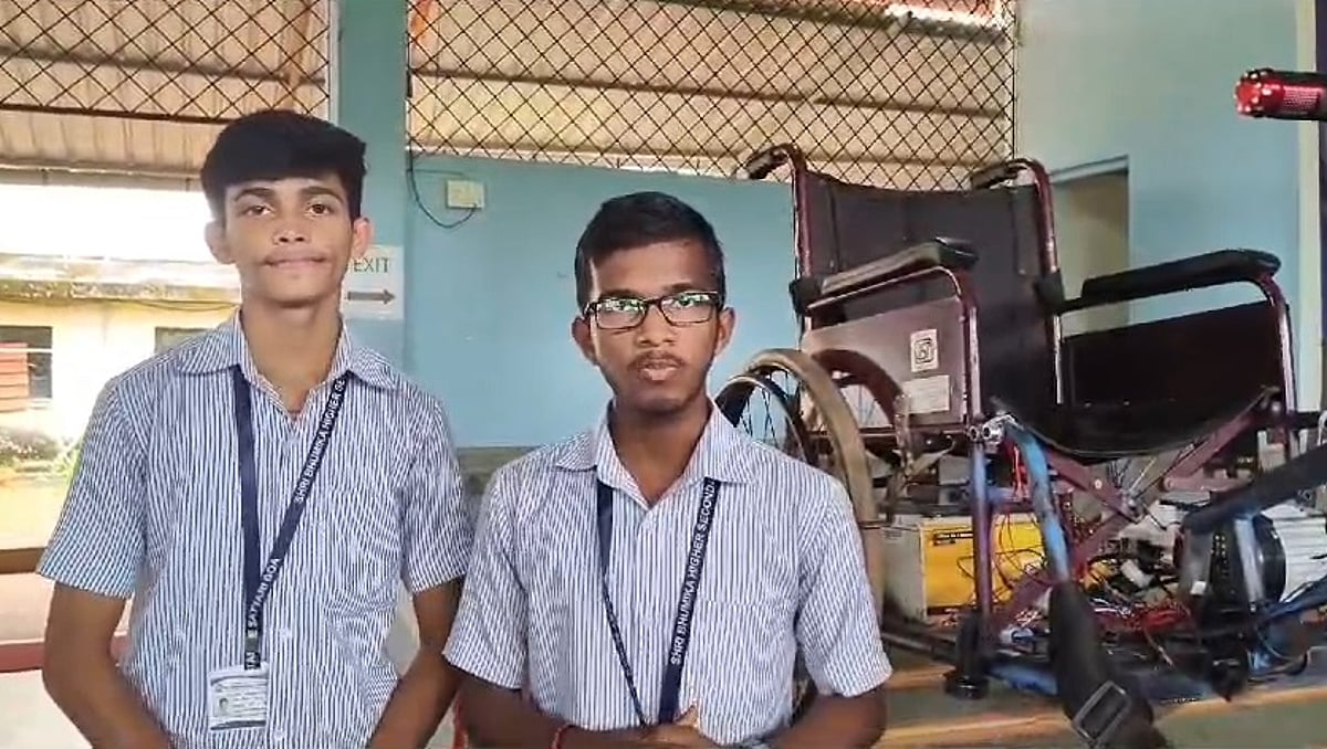 Two students of Bhumika HSS innovate automatic electric wheelchair