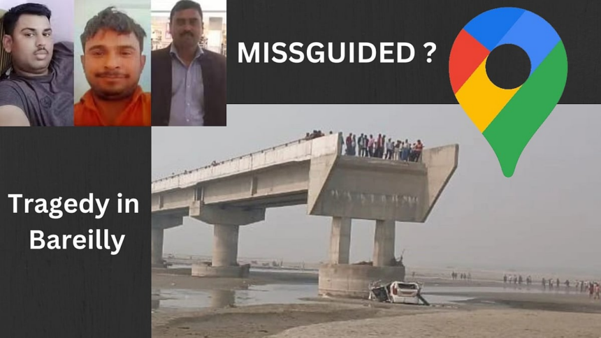UP Police Book Engineers, Google Maps Official After Car Falls Off Under-Construction Bridge 1 UP Police Book Engineers, Google Maps Official After Car Falls Off Under-Construction Bridge