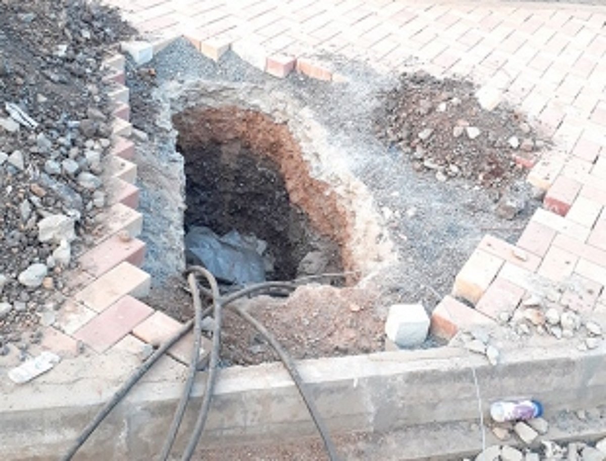 Unfinished parking area at Margao junction
