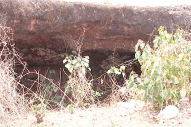 Unidentified miscreants seal pre-historic  rock-cut cave at Dabolim