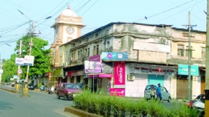 Vasco heritage clock stands tall amidst a dilapidated market