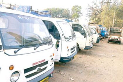 Vehicles parked at the Indira Nagar bus stand