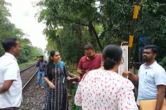 Villagers and Goencho Ekvott stop RVNL from trespassing into private properties at Velsao