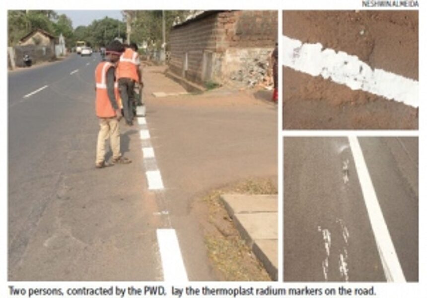 Why is Borda’s road marking laid as per the old alignment despite road widening?