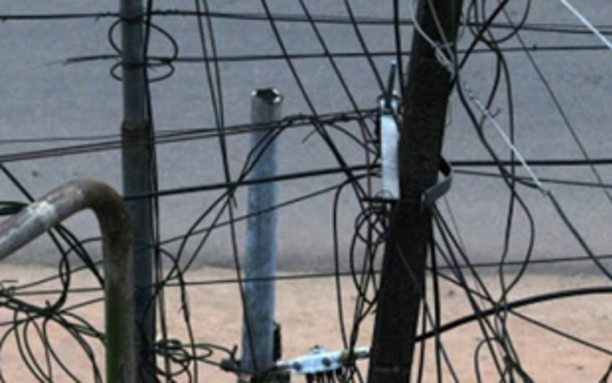 Wires hanging dangerously  on electric poles in Benaulim